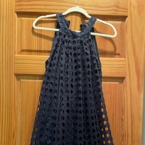 Navy dress women’s small - fancy overlay design